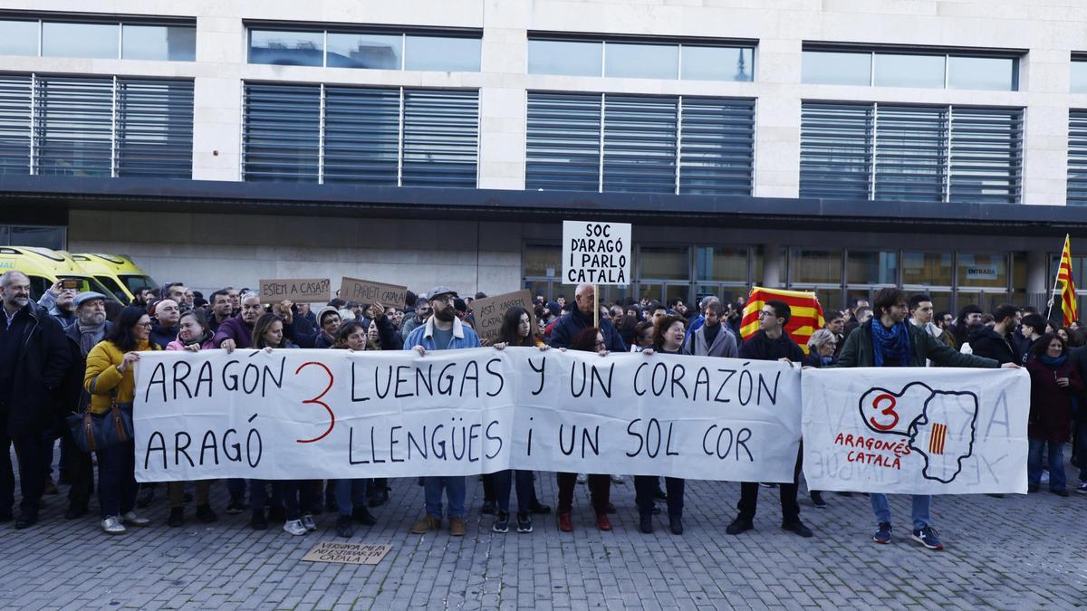 Manifestación en defensa de las lenguas propias de Aragón, el pasado mes de febrero.